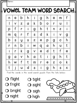 IGH Vowel Teams No Prep Phonics Printables with Color Posters! | TpT