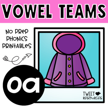 Preview of OA Vowel Teams No Prep Phonics Printables with Color Posters