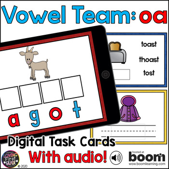 Preview of Vowel Teams: OA Boom Cards | Digital Task Cards | Science of Reading Word Work
