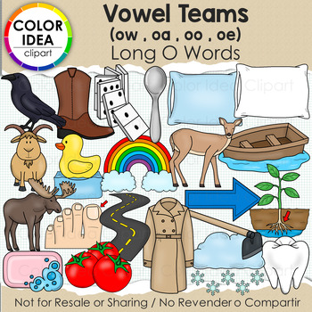 Preview of Vowel Teams (ow, oa, oo, oe) - Long O Words