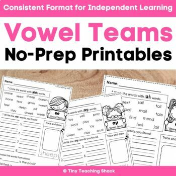 Preview of Vowel Teams Vowel Digraphs Phonics Worksheets - Daily Practice/Morning Work