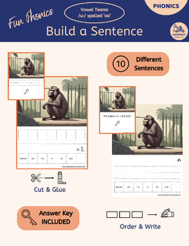 Preview of Vowel Teams - /u:/ spelled 'oo' - Sentence Builder - Hands-On Activities