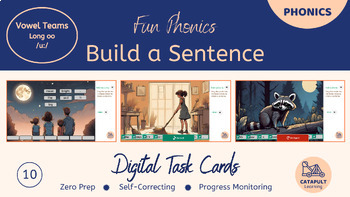 Preview of Vowel Teams - /u:/ Spelled 'oo' - Sentence Builder - Digital Task Cards