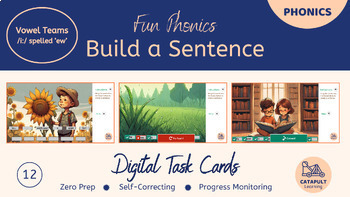 Preview of Vowel Teams - /u:/ spelled 'ew' - Sentence Builder - Digital Task Cards