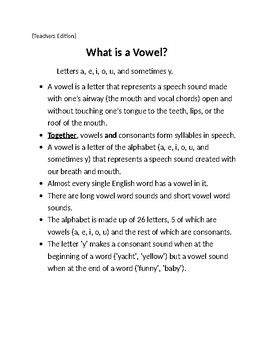 Preview of Vowels