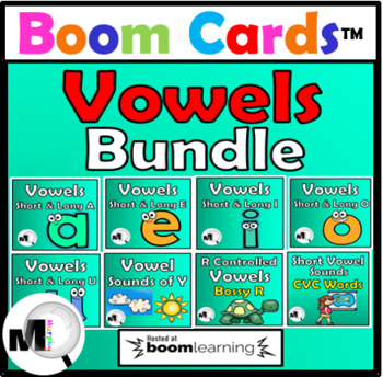 Preview of Vowels Bundle Boom Cards Distance Learning