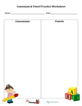 vowels consonants sorting worksheet by aplus primary tpt