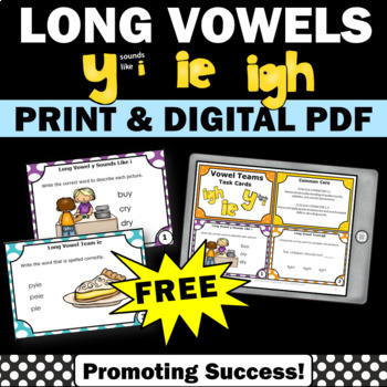 Preview of FREE Long i Vowel Teams ie igh y sounds like i Phonics Games Speech Therapy ESL