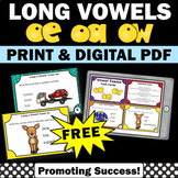 FREE Long o Vowel Teams Game Task Cards oa oe ow Phonics P