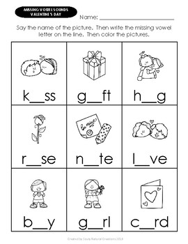 Vowels VALENTINE'S DAY Worksheets by Souly Natural Creations | TpT