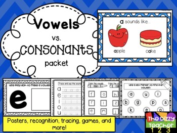 Vowels vs. Consonants Packet by The Dizzy Teacher | TPT