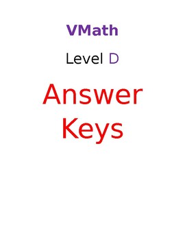 Preview of Voyager Sopris VMath Level D module pretest and posttest answer keys