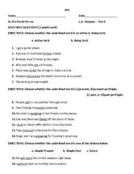 Preview of Voyages in English Grade 5- Unit 4 test