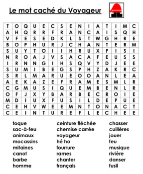 Preview of Voyageur Mot Cache - Word Search - FREEBIE