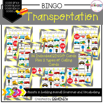 Preview of Transportation Bingo Activity Game