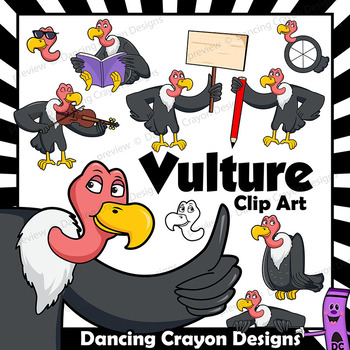 Vulture Clip Art with Signs - Letter V in Alphabet Animal Series