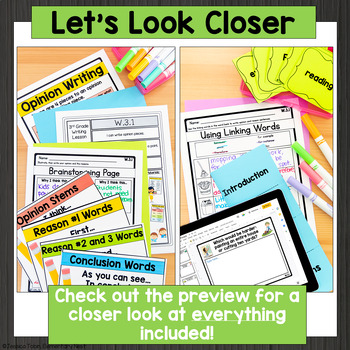 W.3.1 Opinion Writing 3rd Grade with Digital Learning Links - W3.1