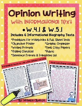 Preview of Opinion Writing with Informational Text - W.4.1 and W.5.1