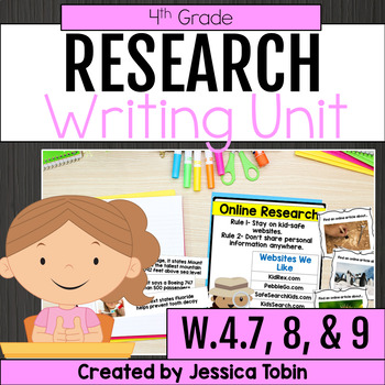 Preview of Research Writing Graphic Organizers Prompts Lessons 4th Grade W.4.7 W.4.8 W.4.9