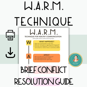 Preview of W.A.R.M. Brief Technique to Resolve Conflict & Bring Repair, Relationships
