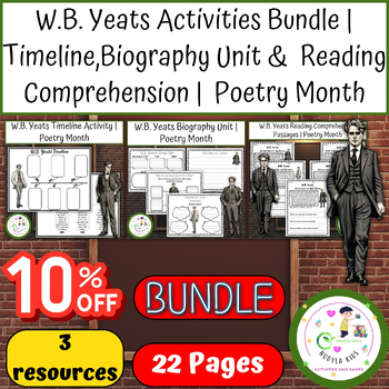 Preview of W.B. Yeats Activities Bundle | Timeline , Biography Unit & Reading Comprehension