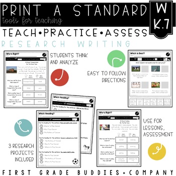 Preview of W K.7 Research Writing No Prep Tasks for Instruction and Assessment