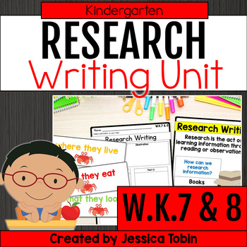 Preview of Research Writing Kindergarten Graphic Organizers, Prompts, Lessons W.K.7 W.K.8