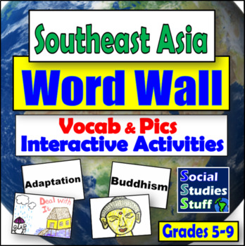 Preview of Southeast Asia Vocabulary Word Wall with Game & Activity Ideas | SE Asia