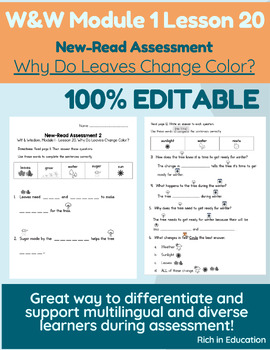 Preview of W&W Module 1 New-Read Assessment 2 Support / Scaffold - Grade 2 - 100% EDITABLE