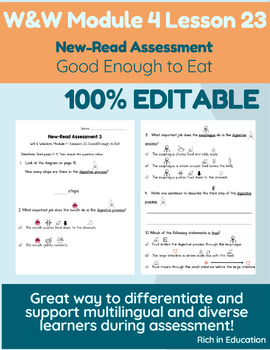Preview of W&W Module 4 New-Read Assessment 3 Support / Scaffold - Grade 2 - 100% EDITABLE