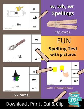 Preview of W, Wh, or Wr, sounds Engaging Spelling Clip Cards & Mnemonics Phonogram