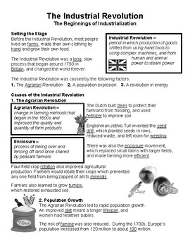 Preview of W25.1 - The Beginnings of Industrialization Guided Notes (Filled-In Only)