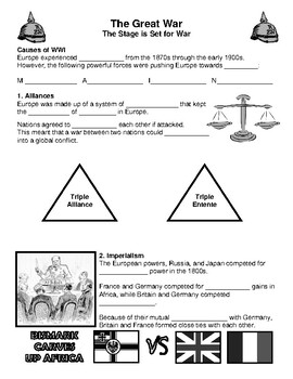 Preview of W29.1 - Setting the Stage for the Great War Guided Notes (Blank & Filled-In)