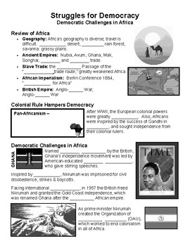 Preview of W35.2 - Democratic Challenges in Africa Guided Notes (Blank & Filled-In)