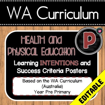 Preview of WA HPE Pre-Primary Learning INTENTIONS/GOAL Posters & Success Criteria EDITABLE