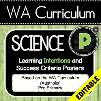 Preview of WA SCIENCE Pre-Primary Learning INTENTIONS/GOAL Posters & Success Criteria