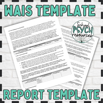 Preview of WAIS Cognitive Assessment Report Template Special Education School Psychologist