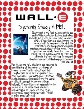 WALL-E Dystopia PBL Project by English is for Lovers | TpT