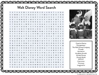 walt disney biography worksheet word search by green apple lessons