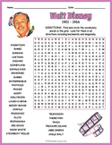 WALT DISNEY Biography Word Search Puzzle Worksheet Activity