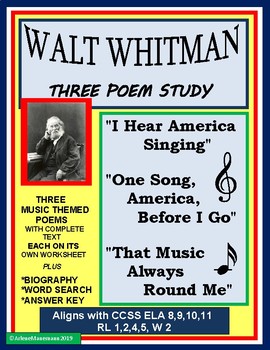 Walt Whitman Three Poem Study - Distance Learning By Arlene Manemann