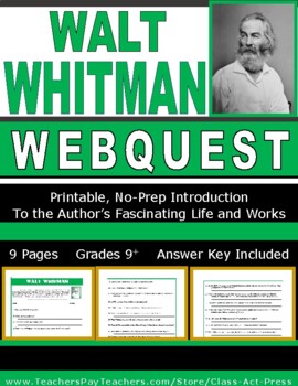 Preview of WALT WHITMAN Webquest | Worksheets | Printables