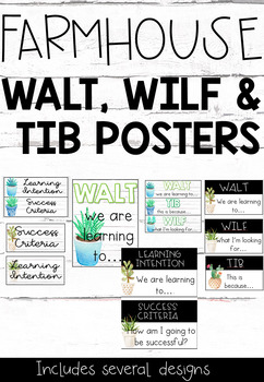 Preview of WALT, WILF and TIB posters PLUS Learning Intentions and Success Criteria