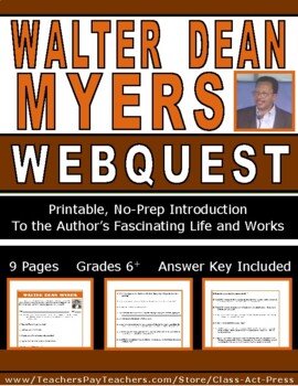 Preview of WALTER DEAN MYERS Webquest | Worksheets | Printables