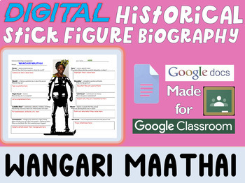 Preview of WANGARI MAATHAI - Digital Stick Figure Mini Bios for Women's History Month