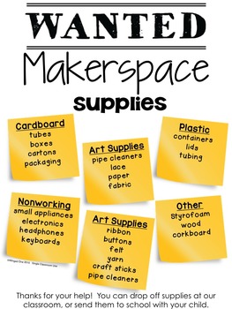 Preview of Makerspace Supplies Poster
