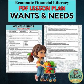 Preview of WANTS & NEEDS-Economic Finanancial Literacy Lesson Plan for K-1st-2nd Grades