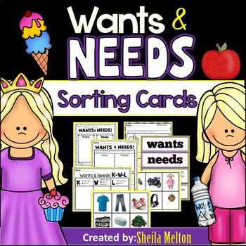 Preview of Needs and Wants Activities, Printables and Sorting Pictures, Wants and Needs