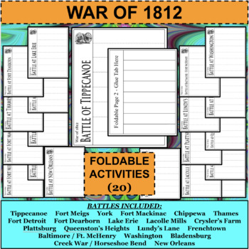 Preview of WAR of 1812 BATTLES Foldables Activities