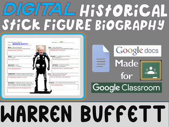 Preview of WARREN BUFFET Digital Historical Stick Figure Biography (MINI BIOS)